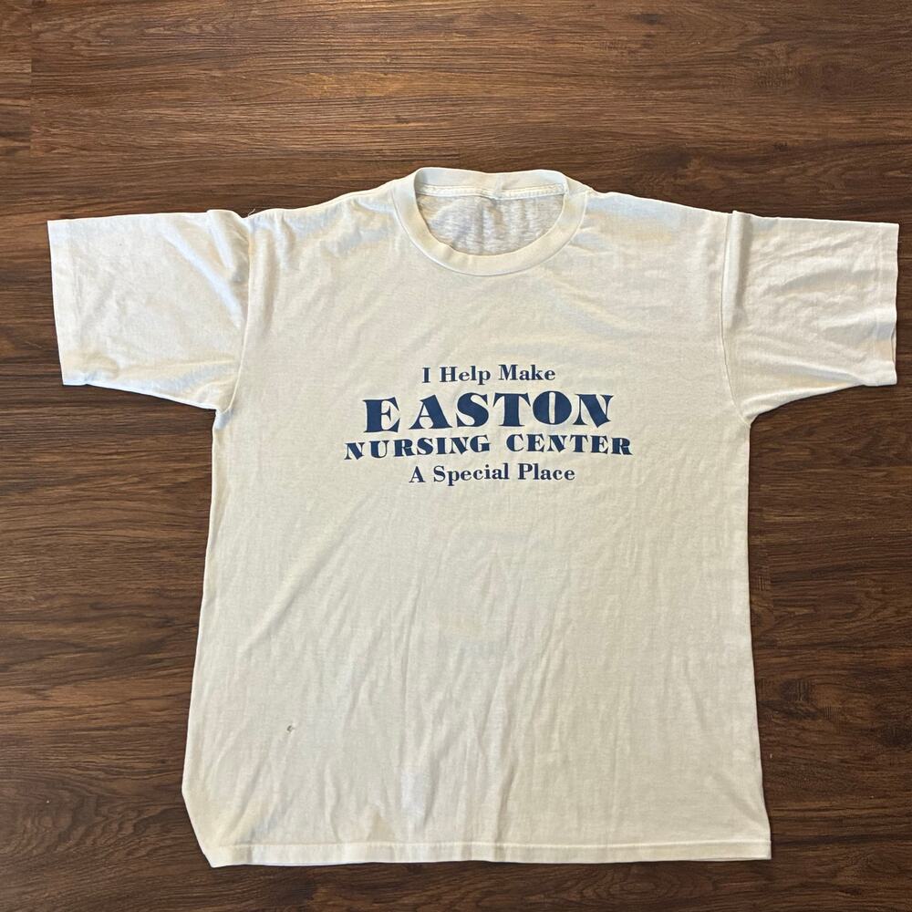 Vintage Easton Nursing Center T-Shirt USA Made Single Stitch Large White